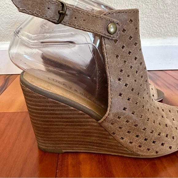 Lucky Brand Risza Open Toe Platform Wedges Leather Sandals - Picture 5 of 14